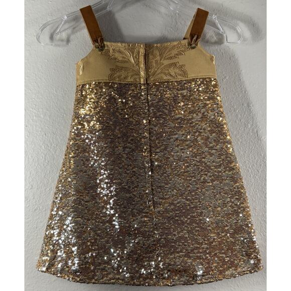 Formal Kid Girl Dress Gold Sequin Elegant Zipper Tie Shoulder Size 6 by … - Picture 13 of 13